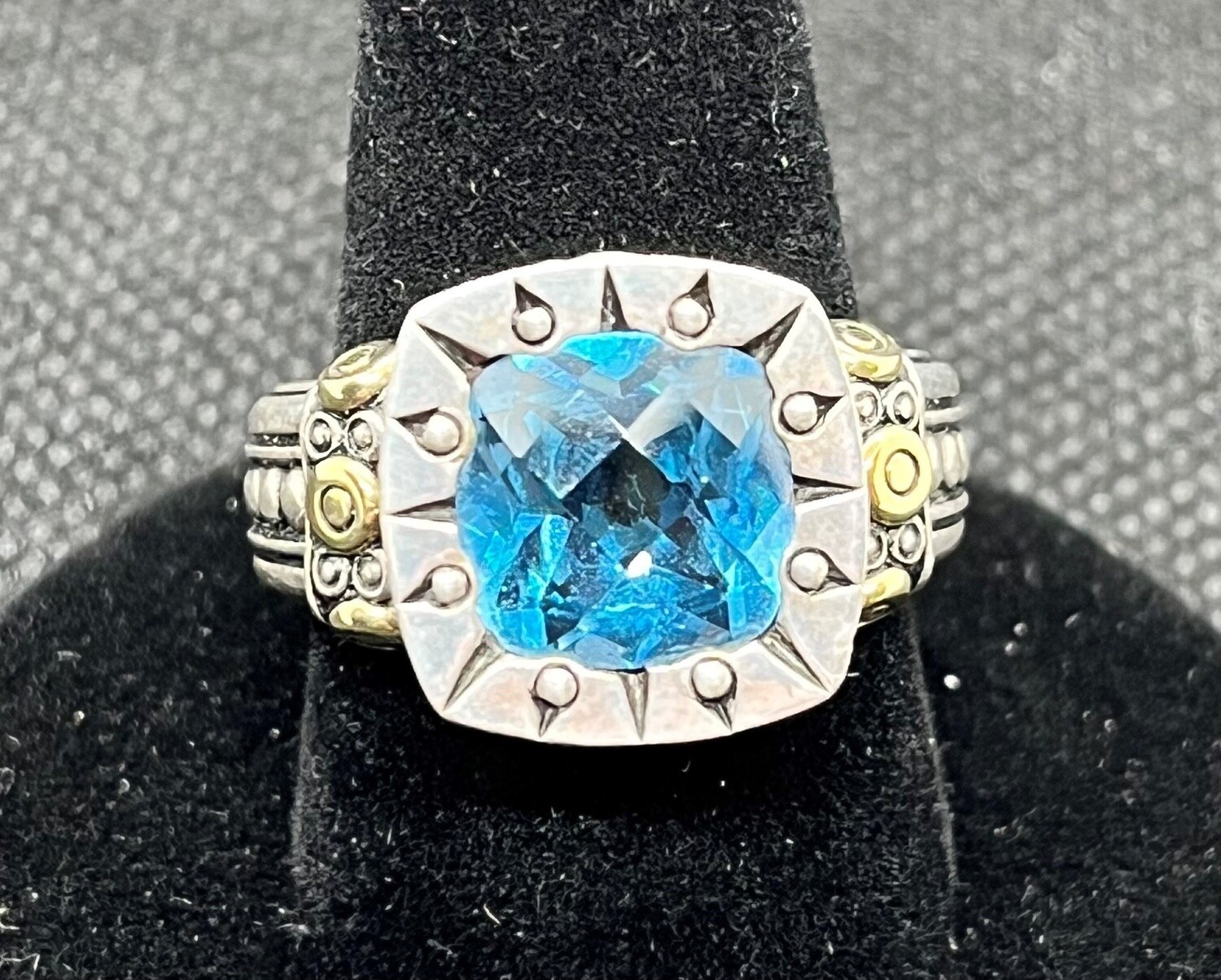 David &amp; Ronnie Blue Topaz Ring w/Sapphires