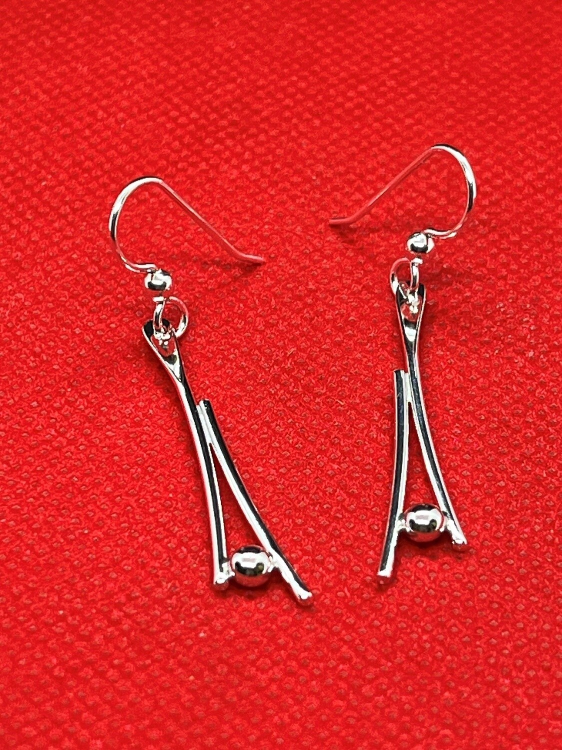 Reflections In Silver Earrings Tall W/Ball
