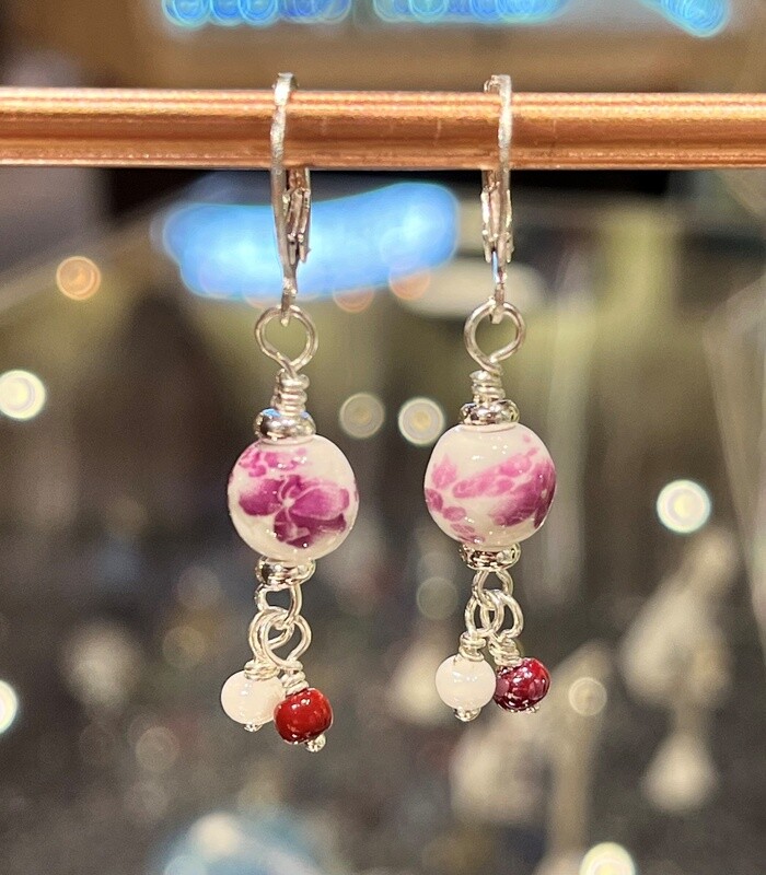 Visser Earring Glass Floral Beads
