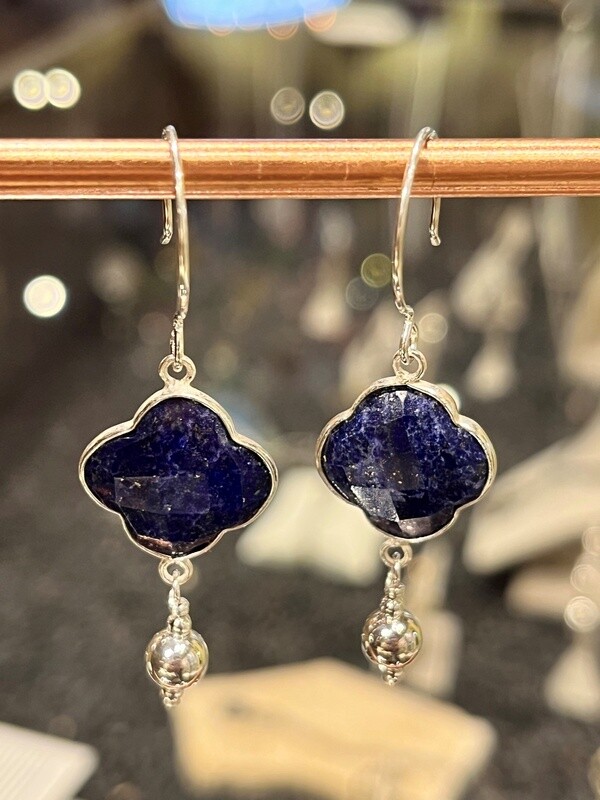 Visser Earrings Lapis Clovers