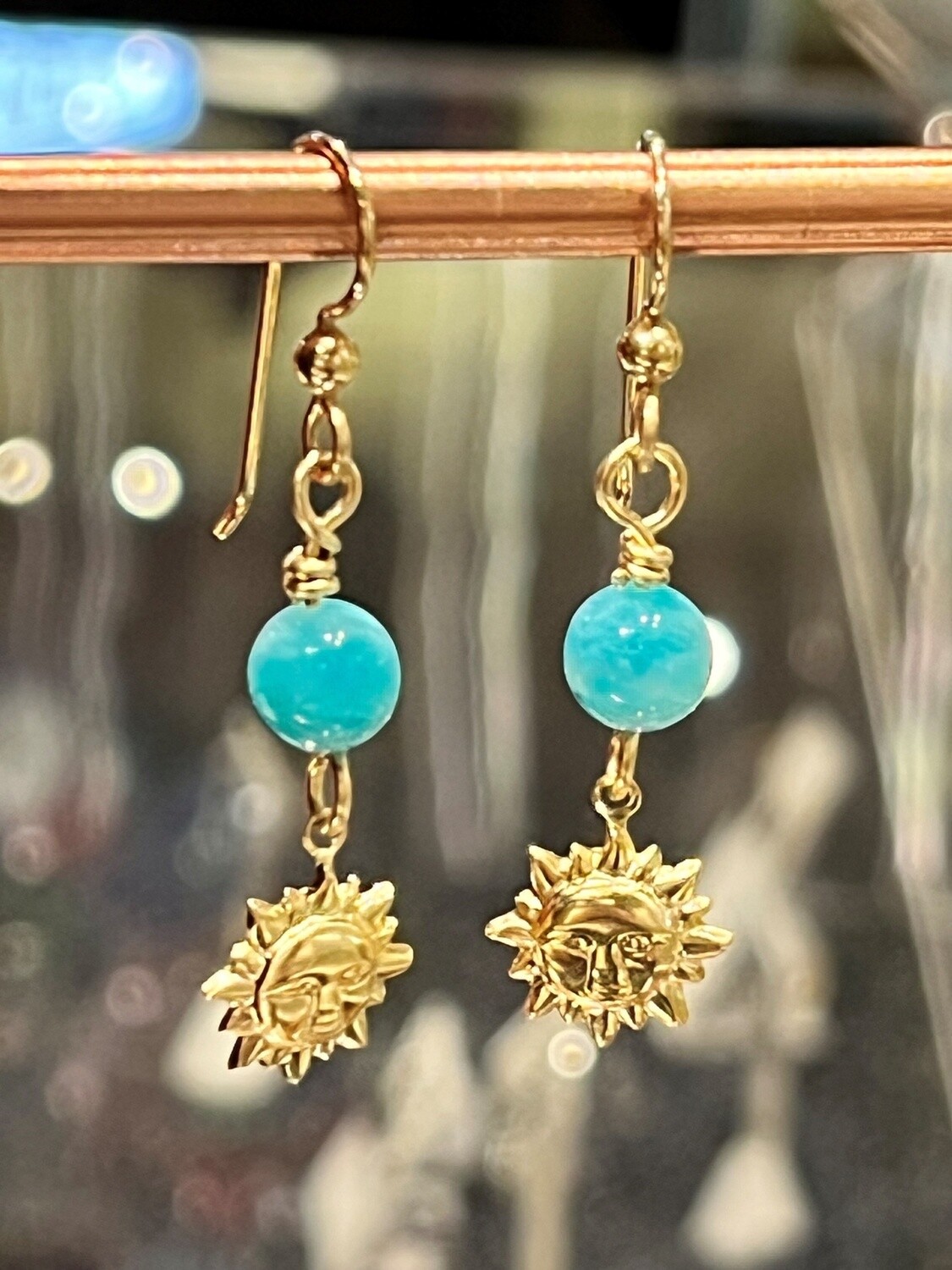 Visser Earrings Amazonite w/Moon Face