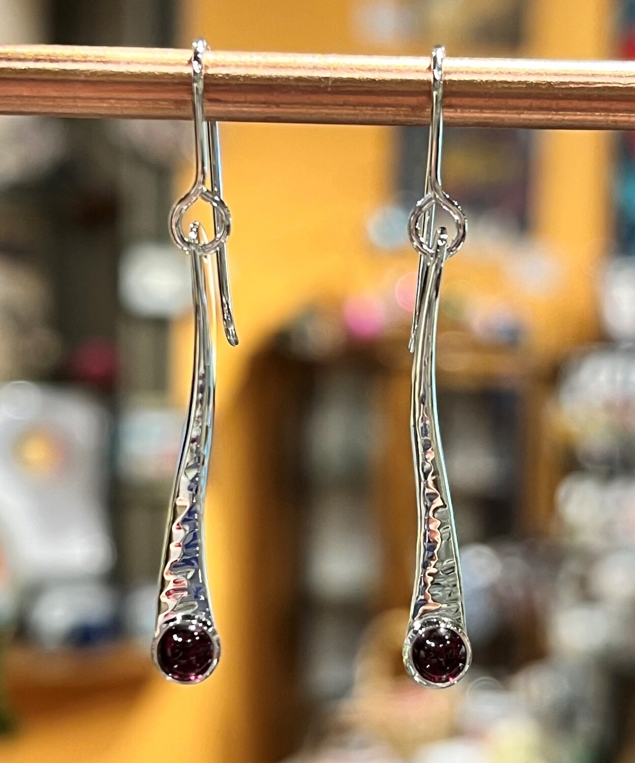 Gray Garnet Teardrop Earrings