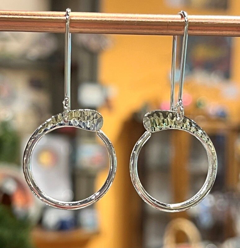 Gray Ear Silver Dangle Hoops