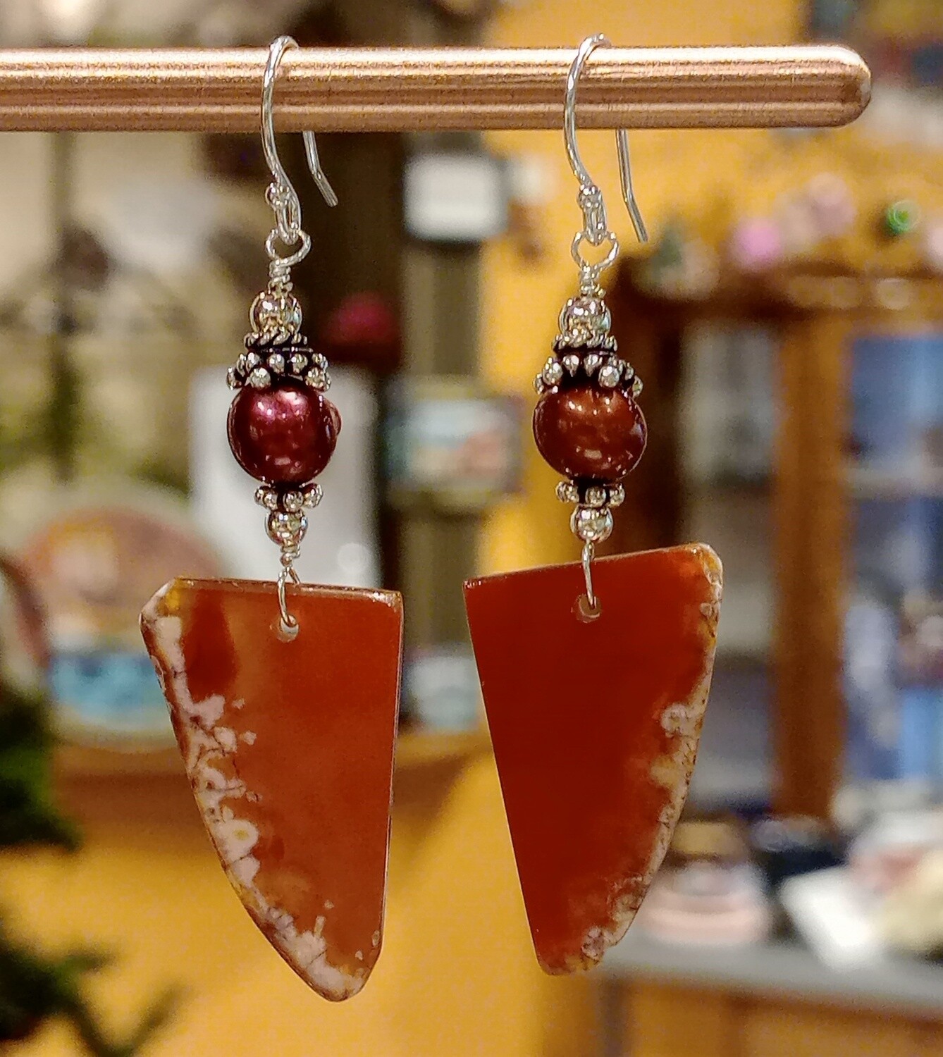 Estancia Red Agate Nugger Slices, Freshwater Pearl
