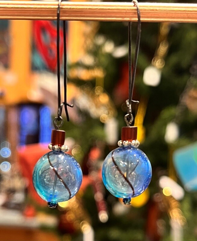 Tsay Earrings Small Blue Glass Bead