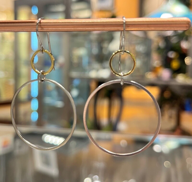 Tsay Earrings  Silver Circle /Gold Circle