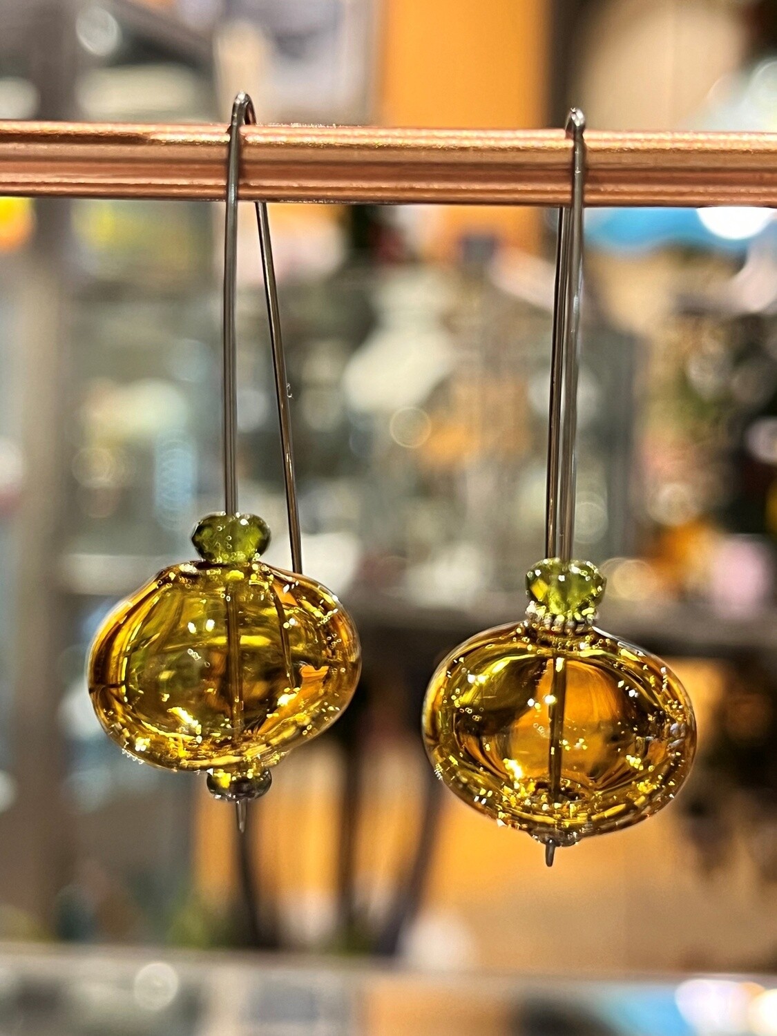 Tsay Earrings Flat Glass Amber