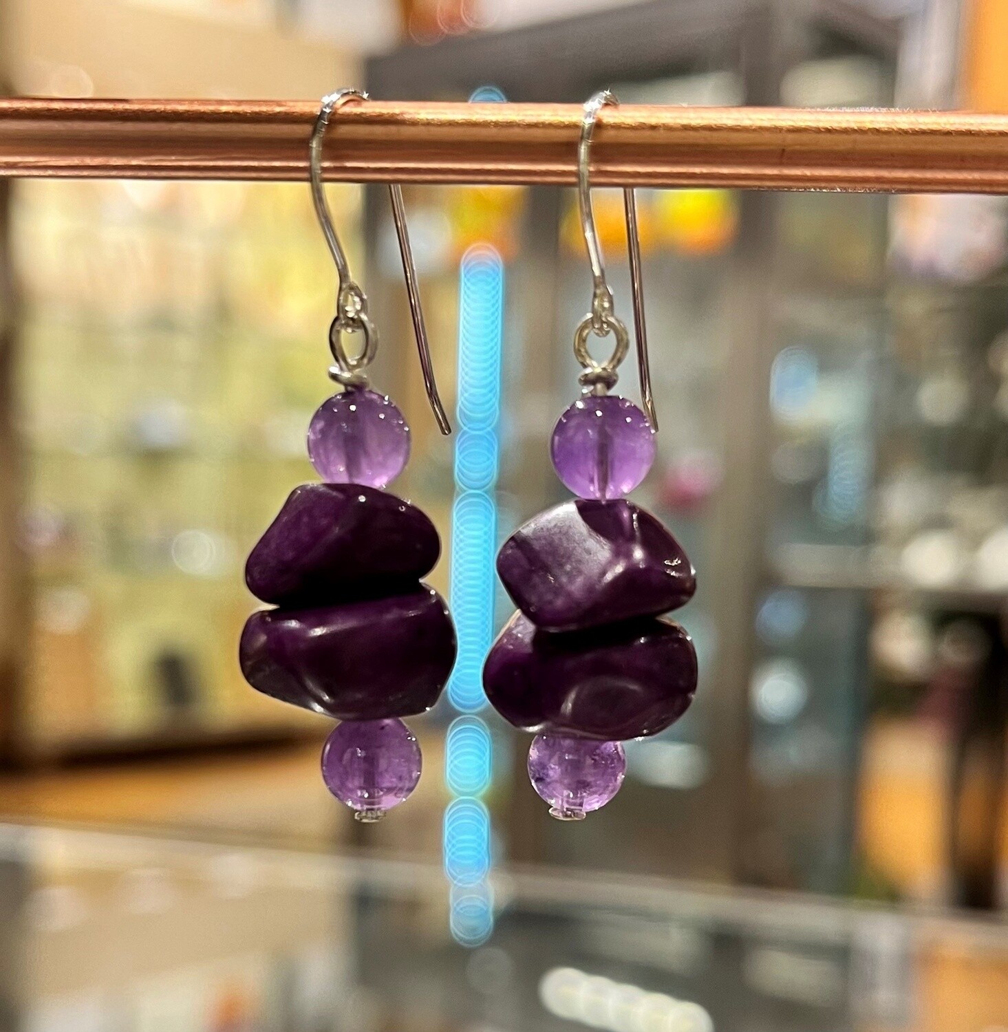 Rasmussen Earrings Purple Marble and Amythest