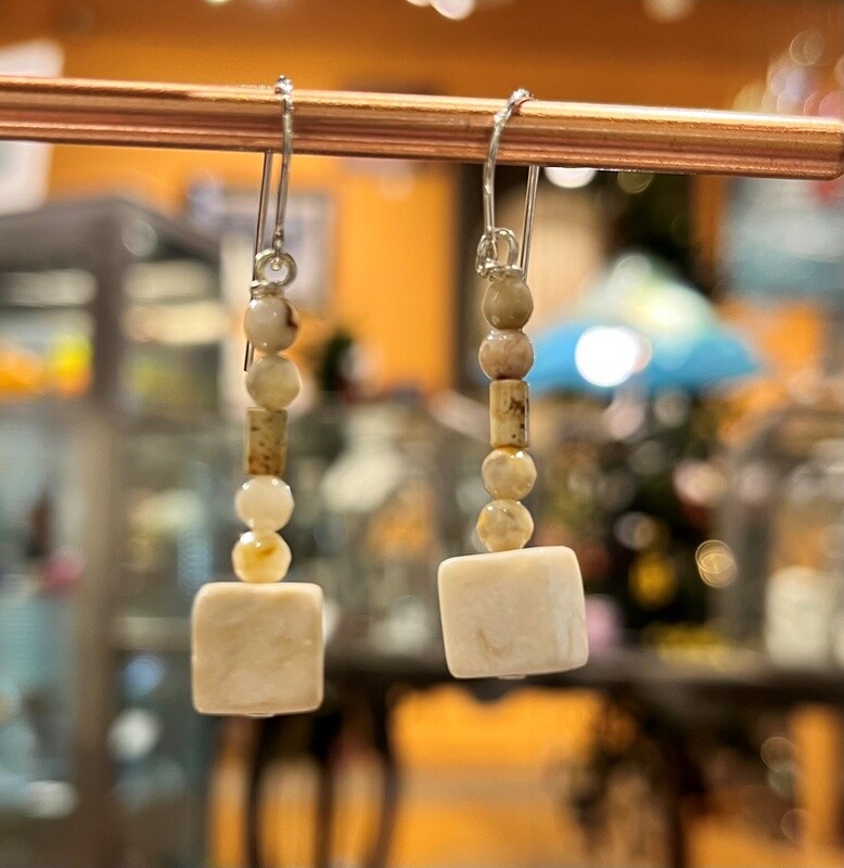 Rasmussen Earrings White Agates and Jasper