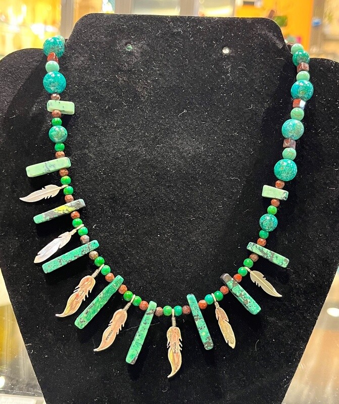 Rasmussen Necklace Green Jasper, Chrysocolla