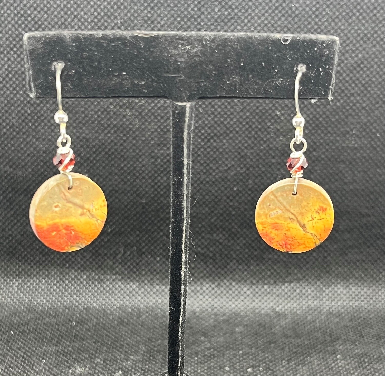 Cass Earrings Red Creek Jasper and Garnet