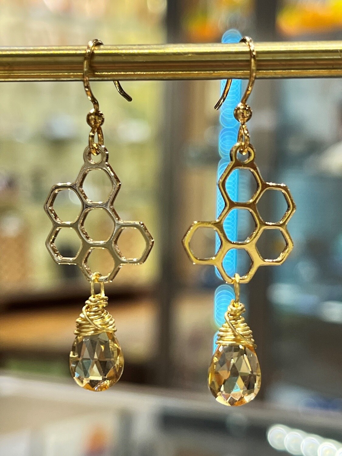 Cass Earrings Citrine Honeycomb