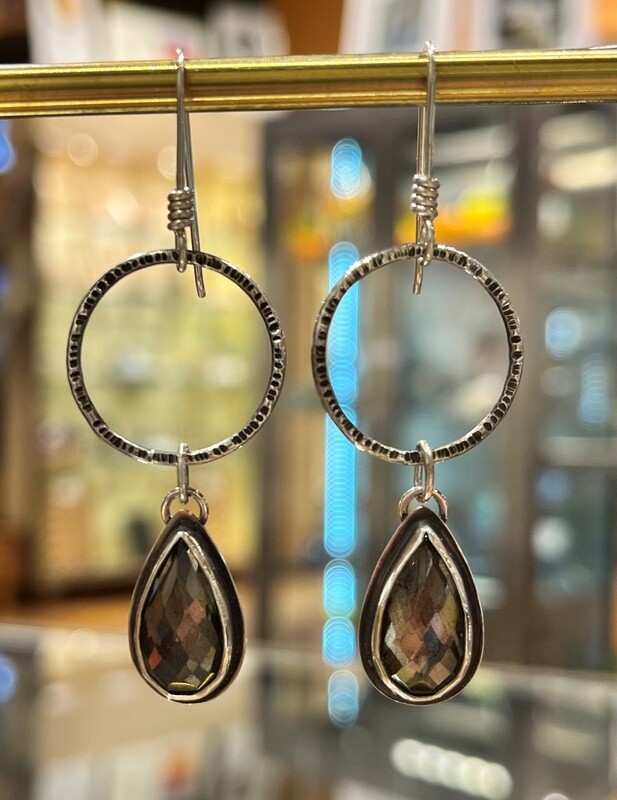 O&#39;Brien Earrings Faceted Pyrite and Quartz
