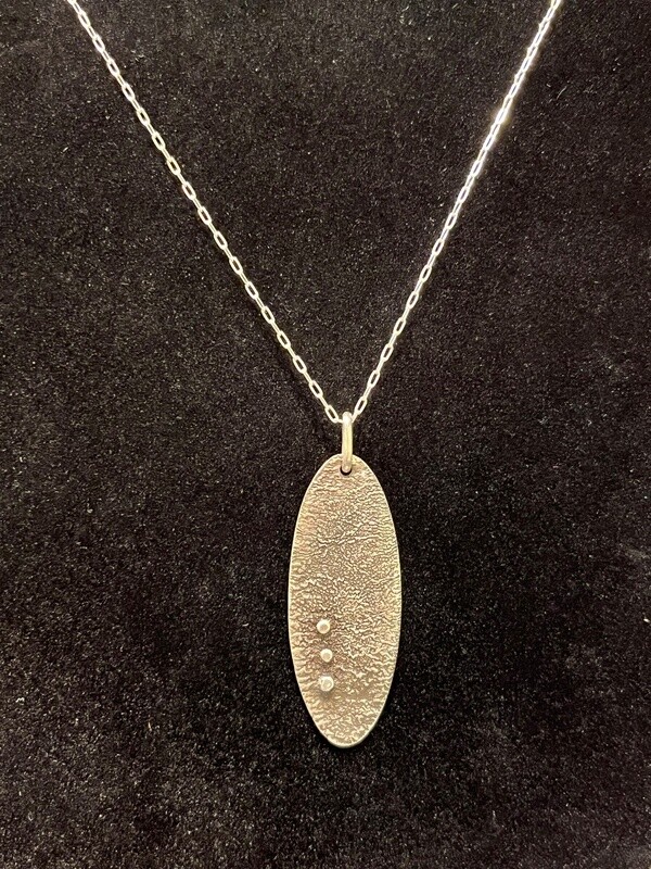 O&#39;Brien Necklace Long Reticulated Sterling Oval