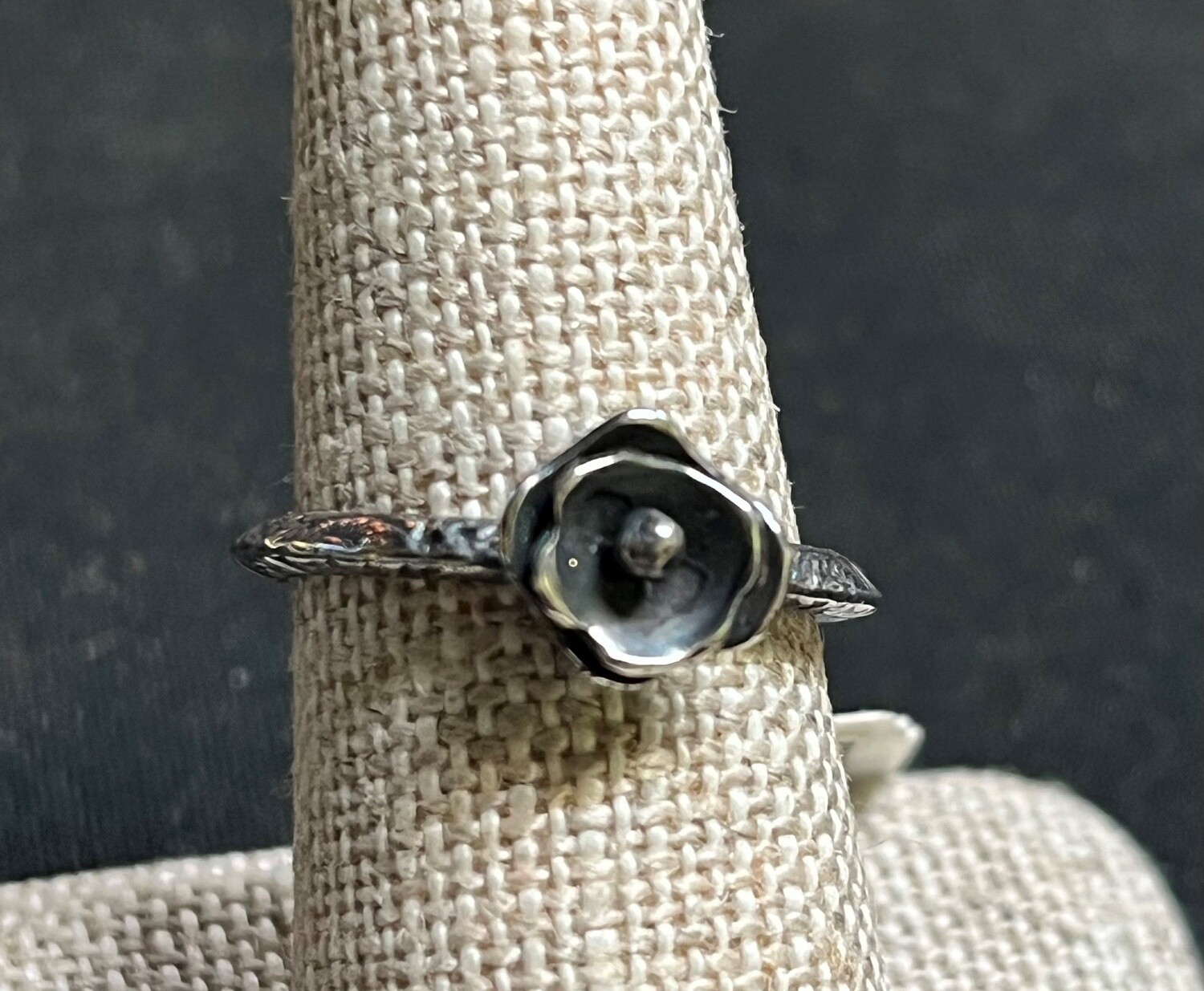 Gonzales Ring Oxidized Silver Flower