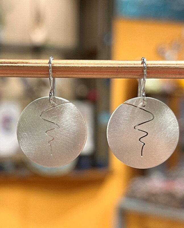 Gray Earrings Silver Disc