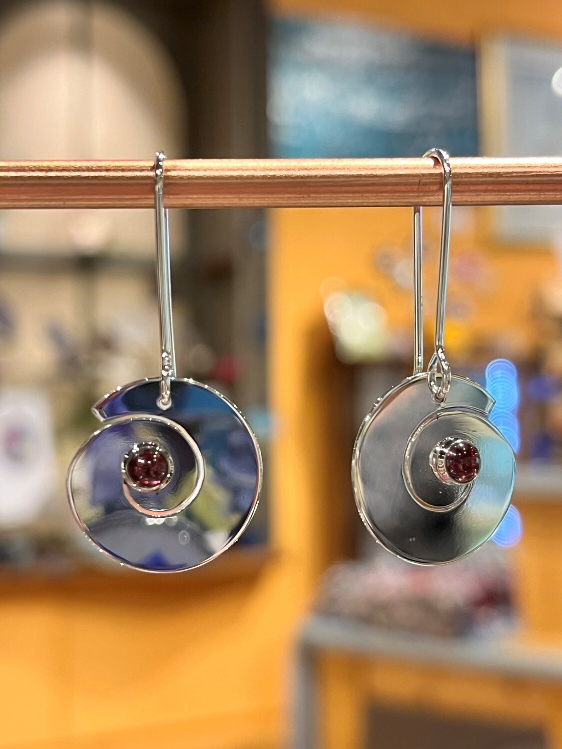 Gray earring Dangle Garnet Earrings