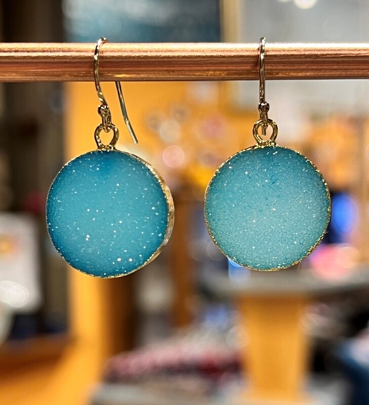 Trueworthy Earring Round Soft Blue Druzy