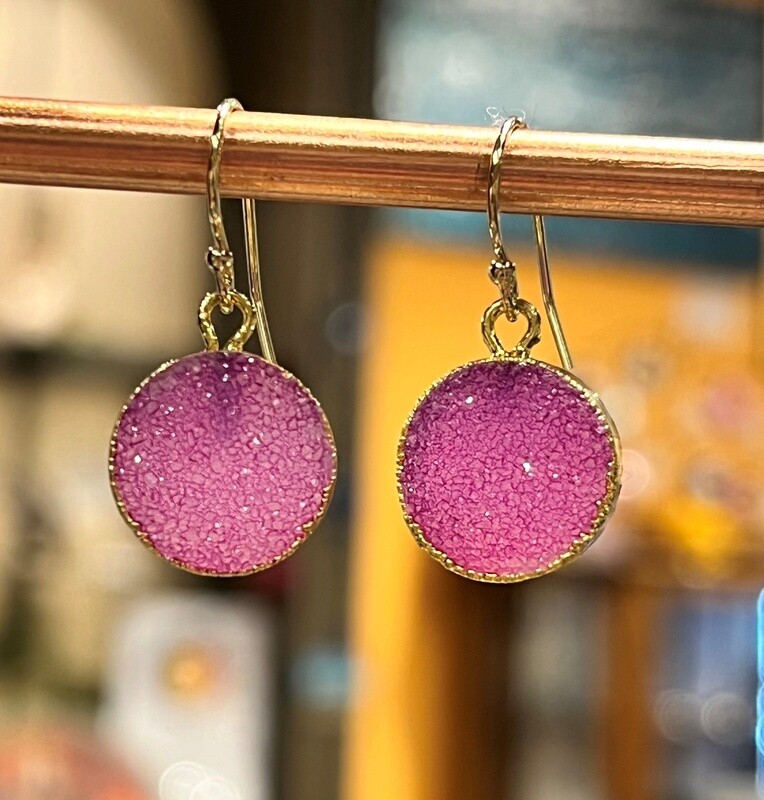 Trueworthy Earrings Round Plum Druzy