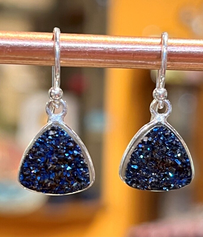 Trueworthy Earrings Triangle Blue Druzy