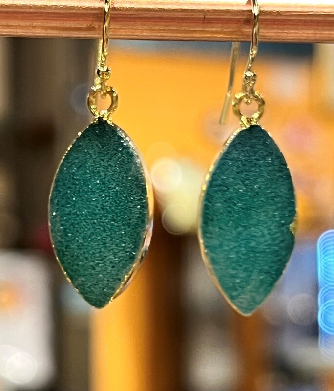 Trueworthy Earring Marquise Green Druzy