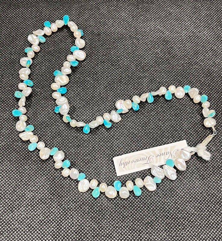 Trueworthy Necklace Keishi Pearls/Turquoise