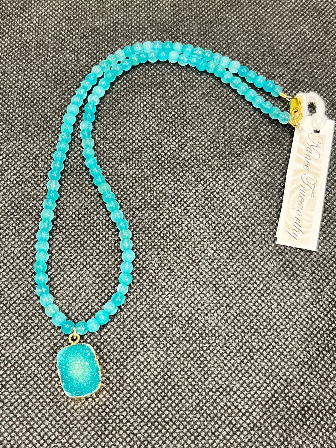 Trueworthy Necklace Jade w/Teal Druzy