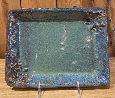 Johnson Serving Tray Blue/Green with Stars