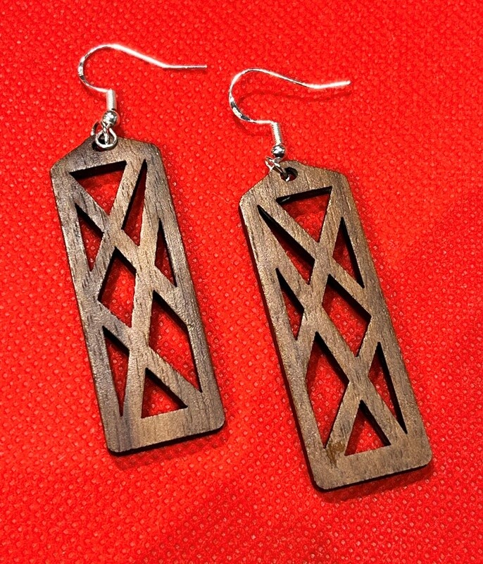 By Julius Earring Wood Triangles Dark Short