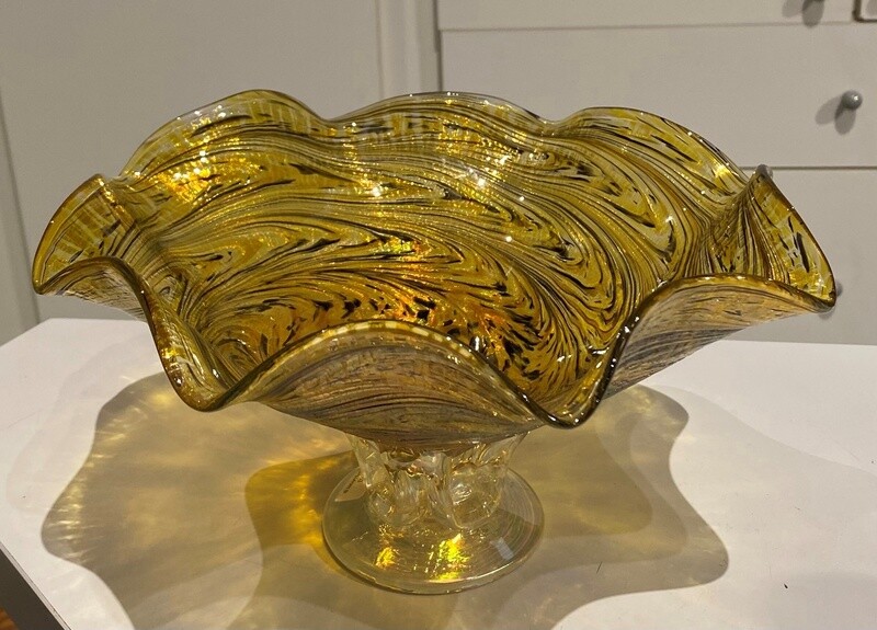 Callahan Bowl Amber and Black Quilled