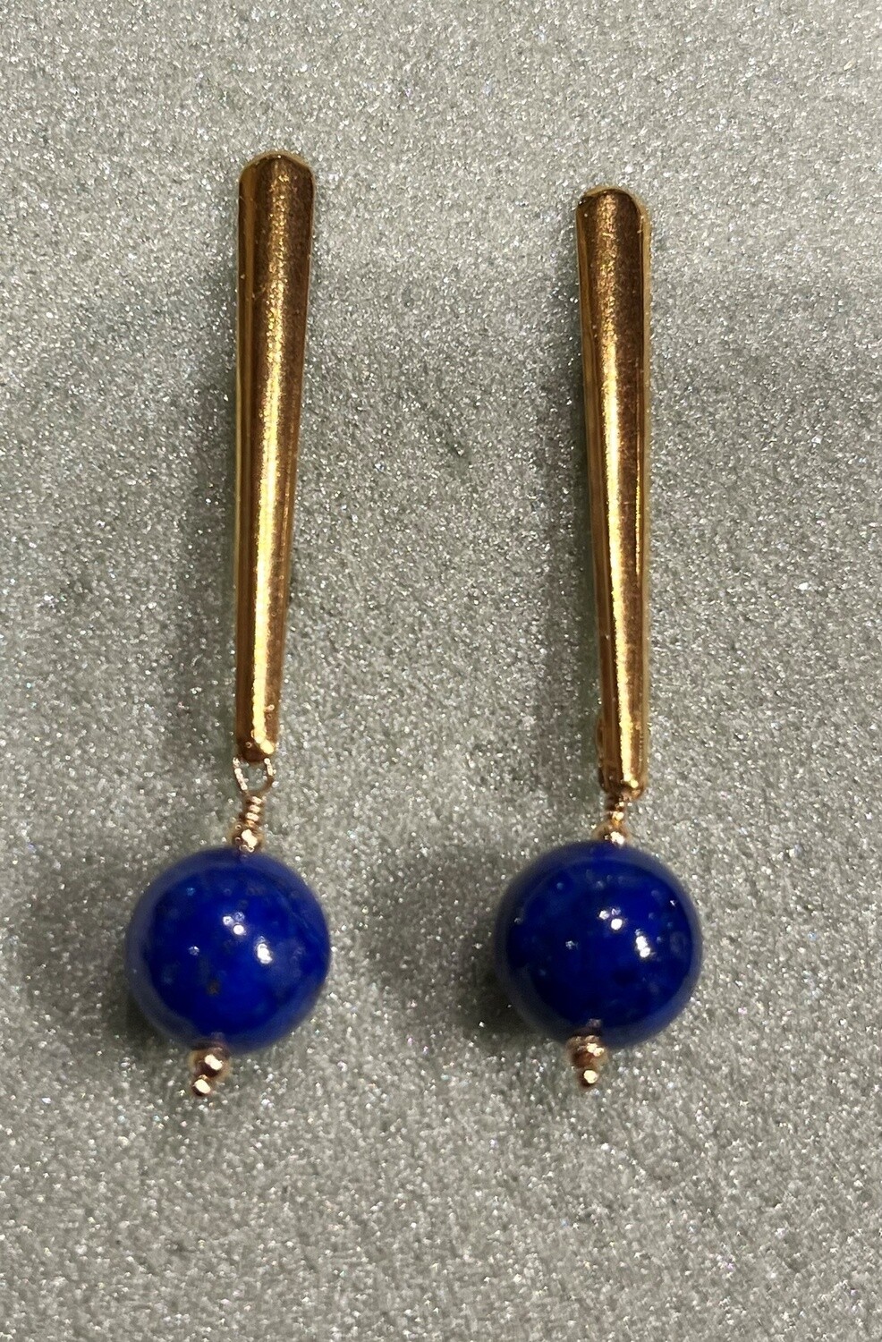Estancia Earrings Lapis Lazuli on Gold Bars