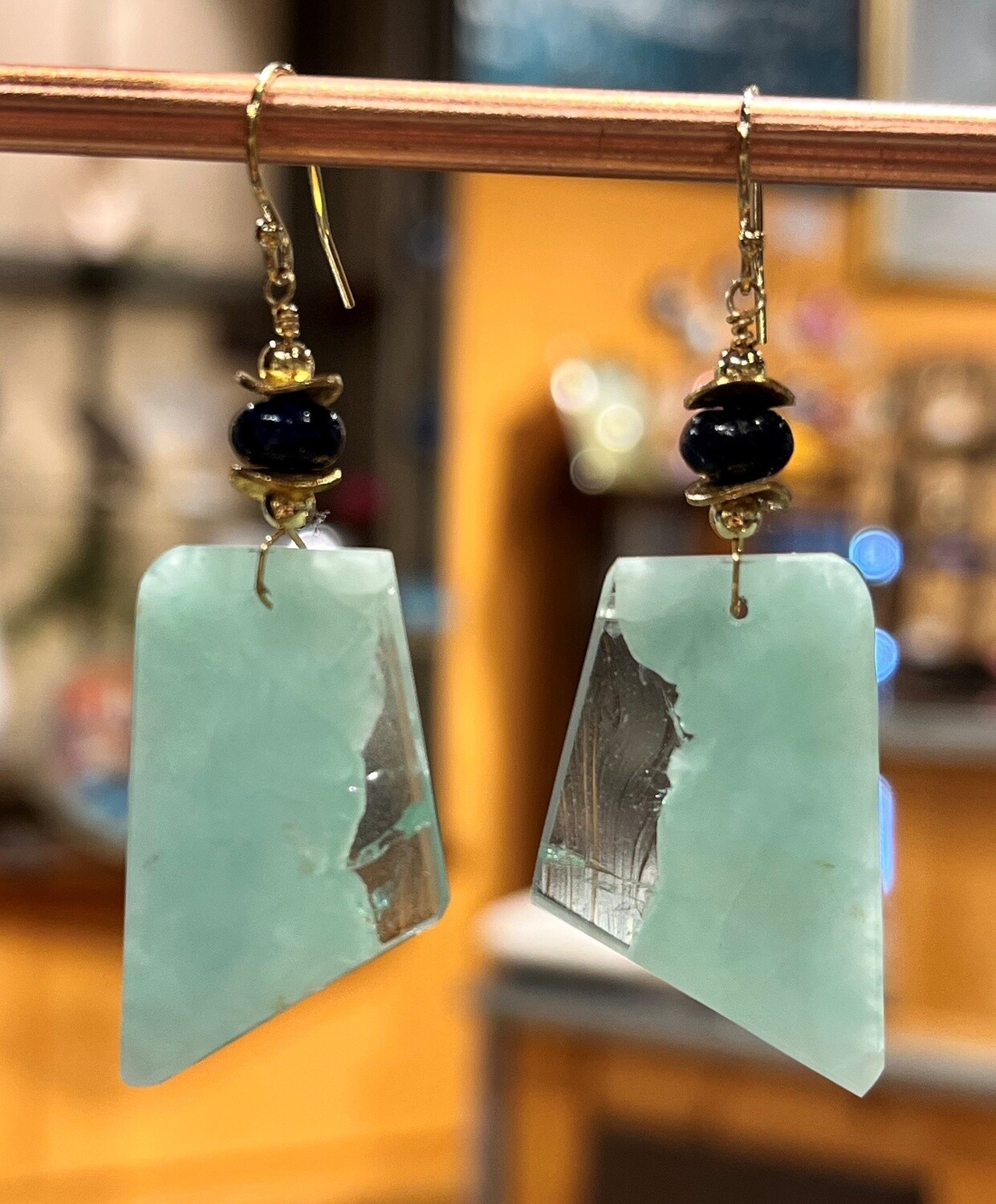 Estancia Earrings Green Onyx Slabs