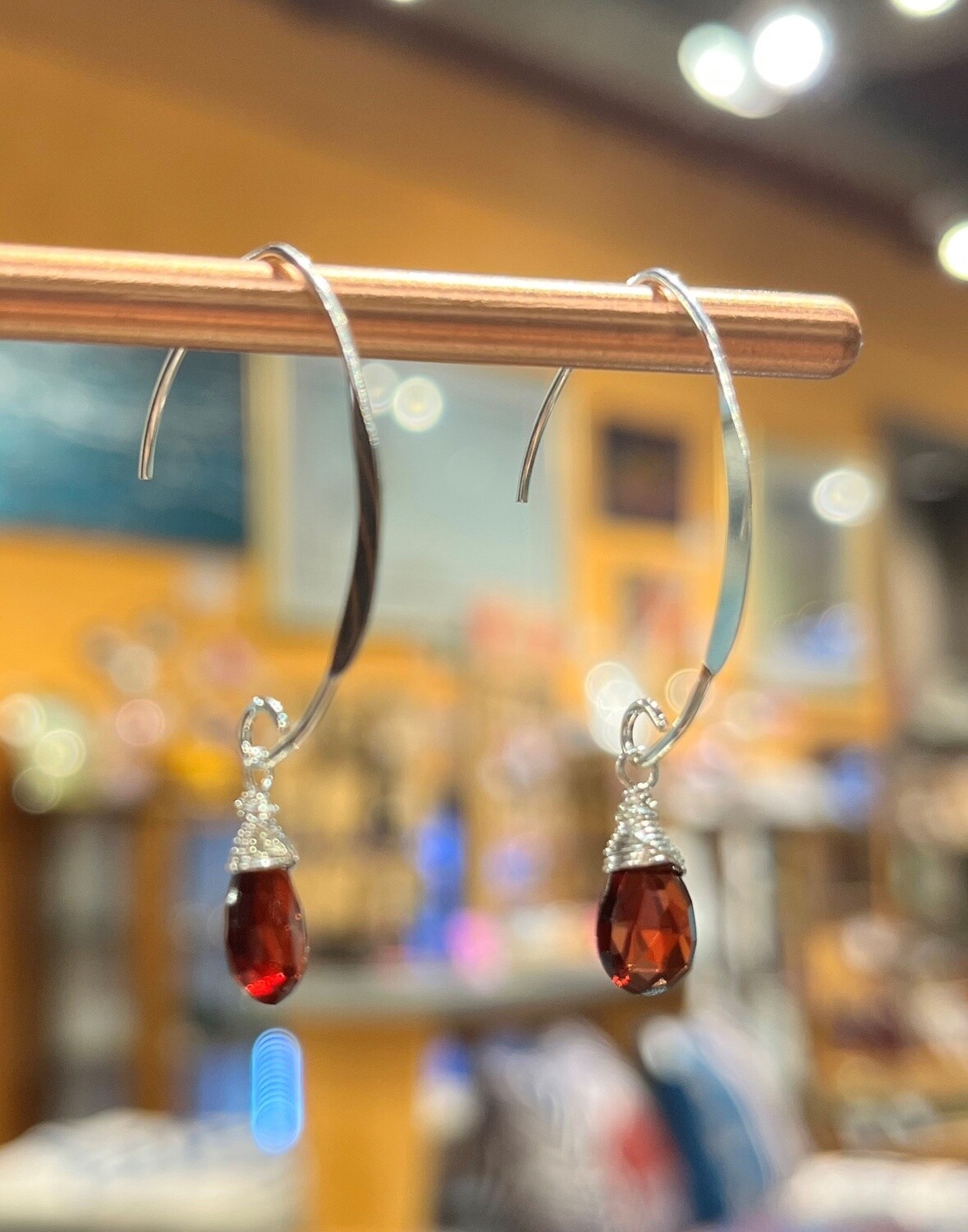 Estancia Earrings Faceted Garnet Teardrops