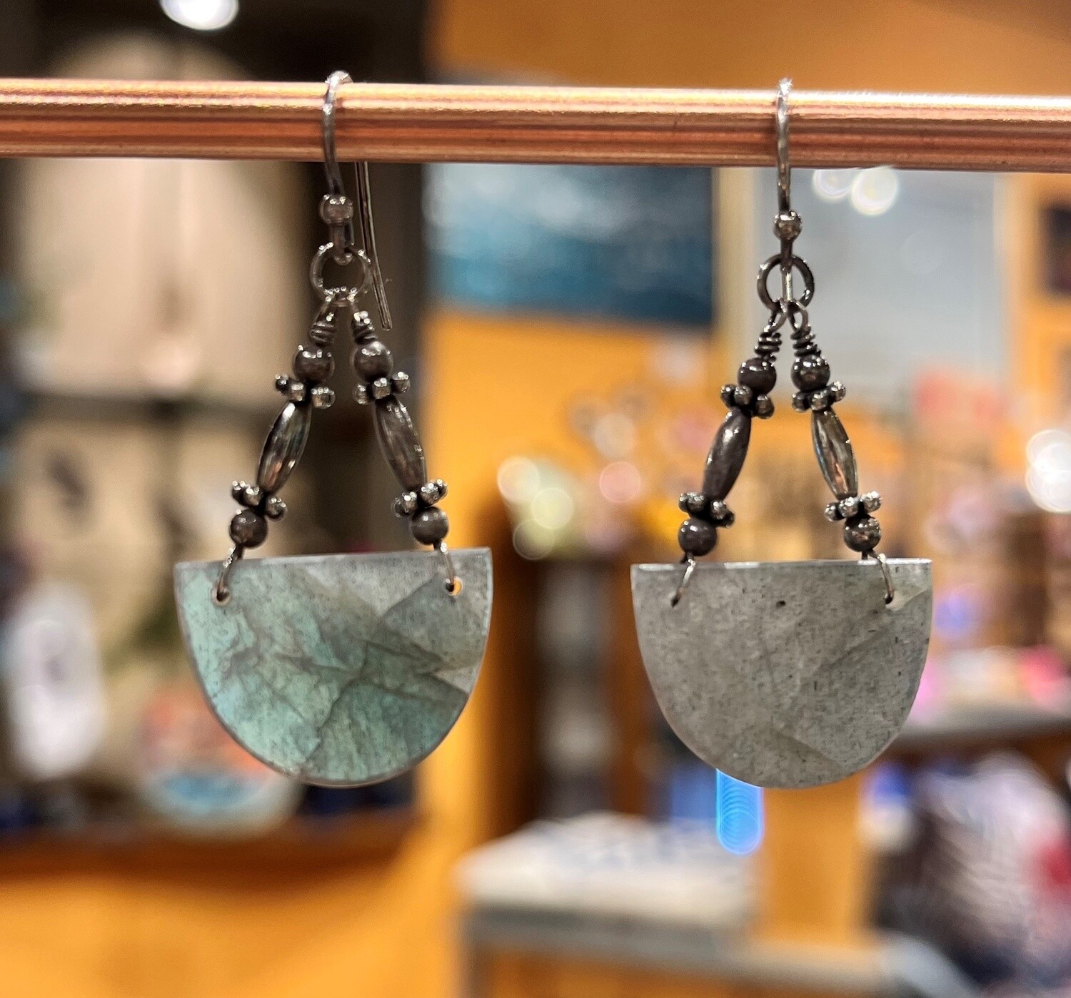 Estancia Earrings Labradorite Oxidized