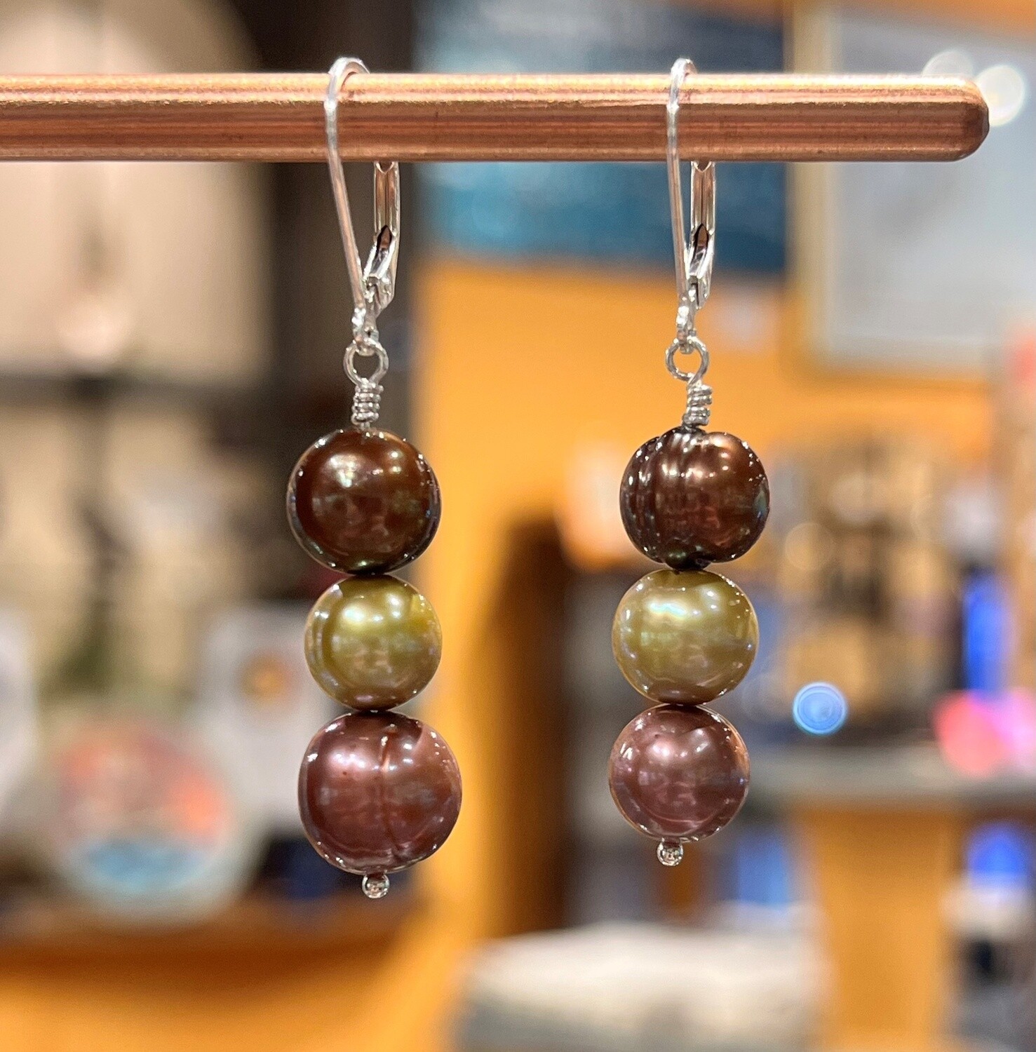 Demitre Earrings Pearl Stacks Gold/Bronze/Pink