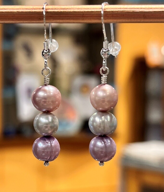Demitre Earrings Pearl Stacks Lav/Pink/Gray