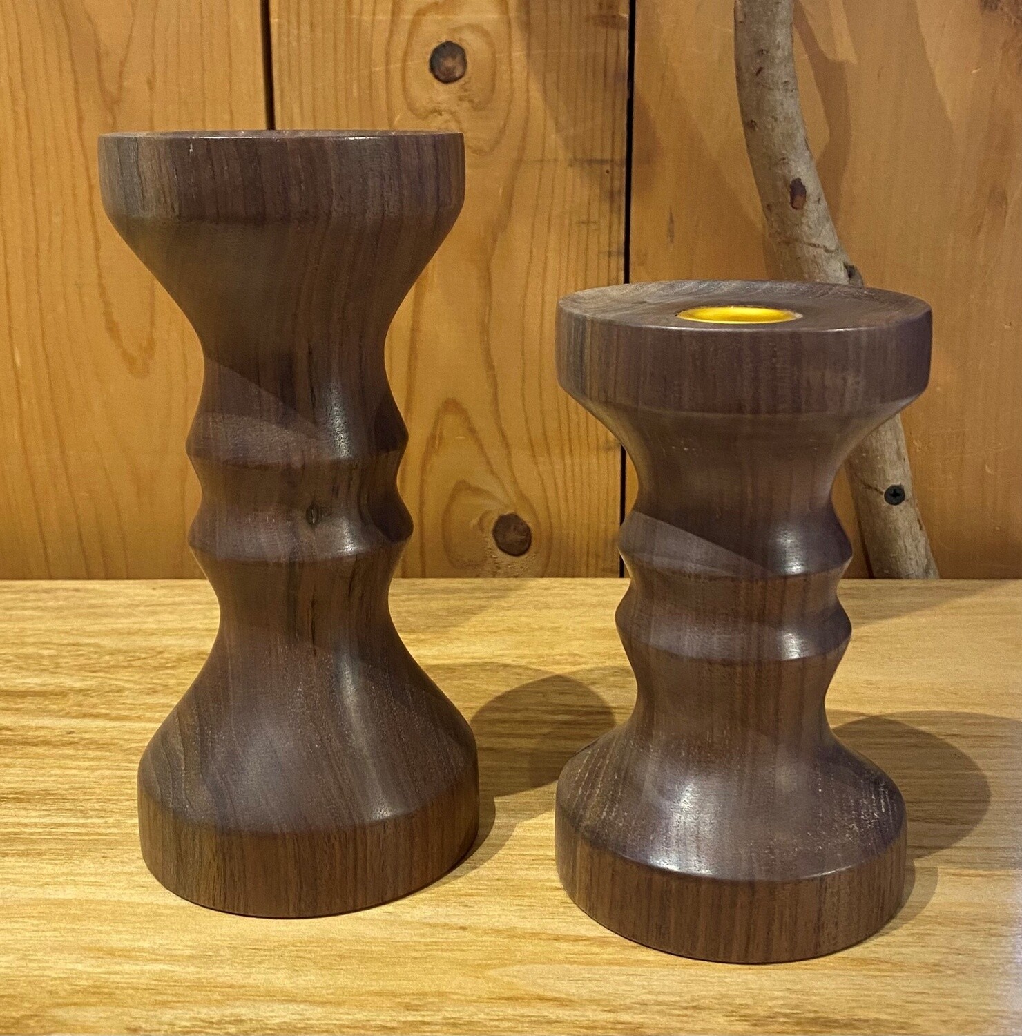 On The Edge Candlestick Pair Black Walnut