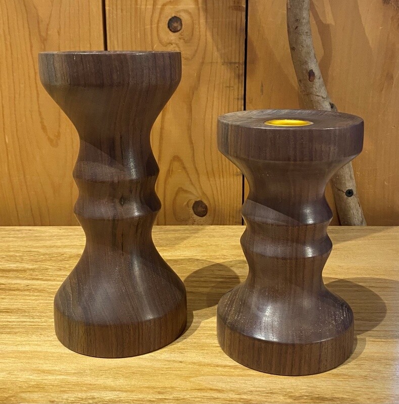 On The Edge Candlestick Pair Black Walnut