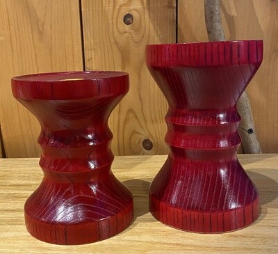 On The Edge Candlestick Pair Black Cherry with Ox Blood Stain