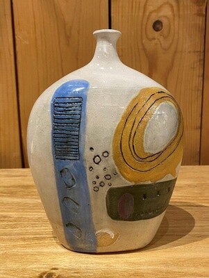 Gookin Bottle Vase Blue Geometric Design