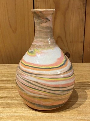 BMF Small Bottle Vase White/Salmon/Yellow/Gray