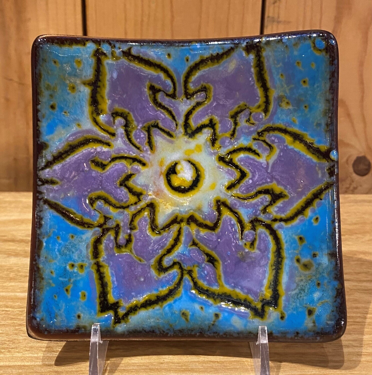 Demitre Trinket Dish Square Purple/Blue Floral