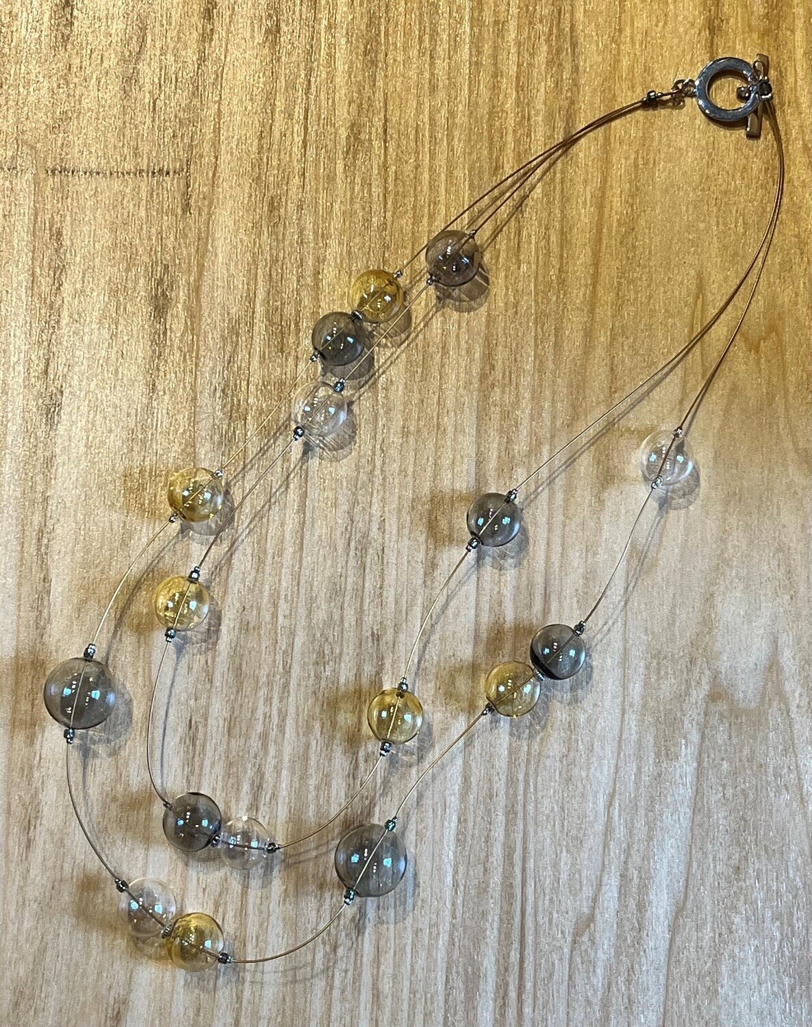Tsay Necklace Gray/Amber Glass Beads
