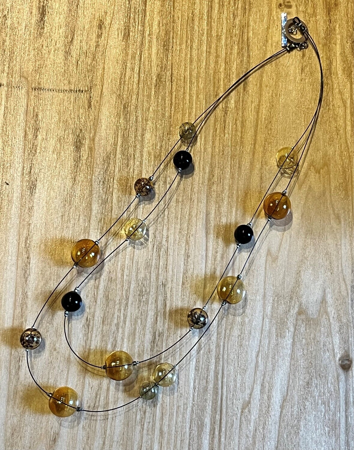 Tsay Necklace Black and Gold Textured