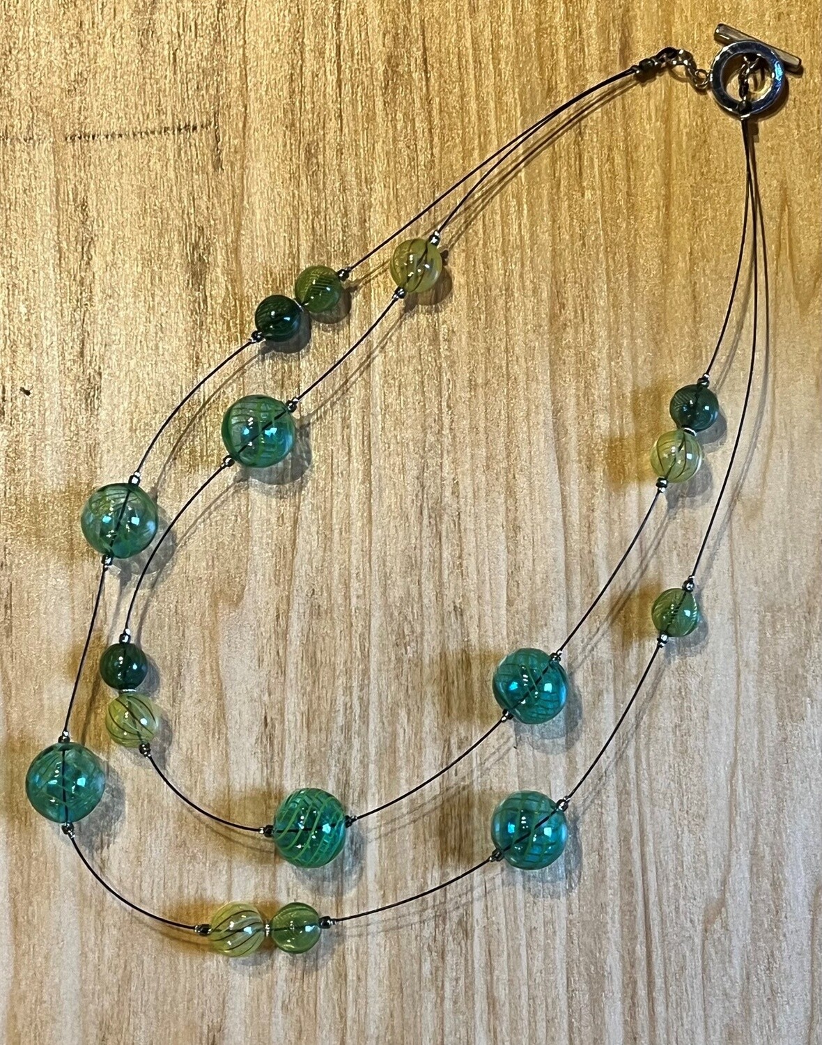 Tsay Necklace Green Glass Beads