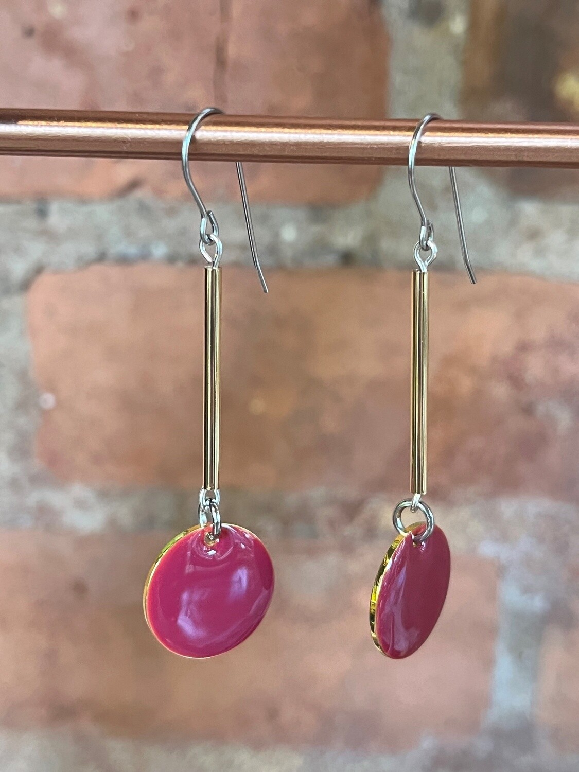 Tsay Earring Fuscia Enamel Drop