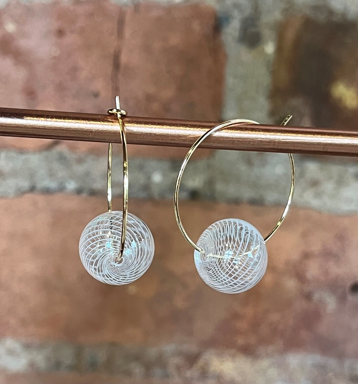 Tsay Earrings Small Clear Glass on Gold Wire