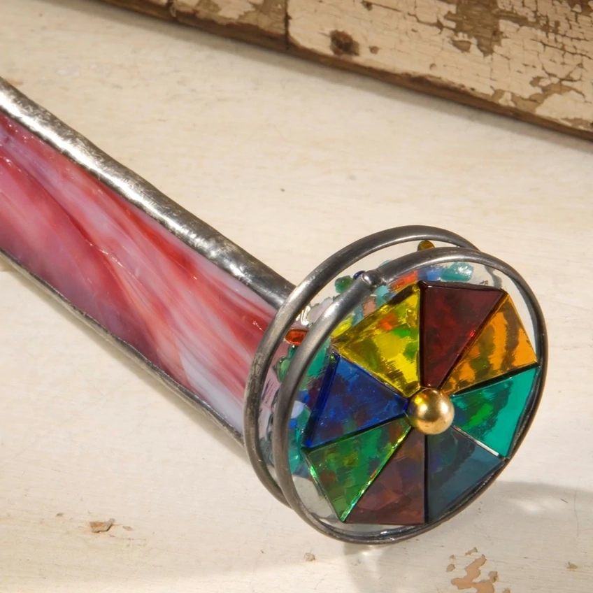 J Devlin Kaleidoscope Red Opalescent Stained Glass