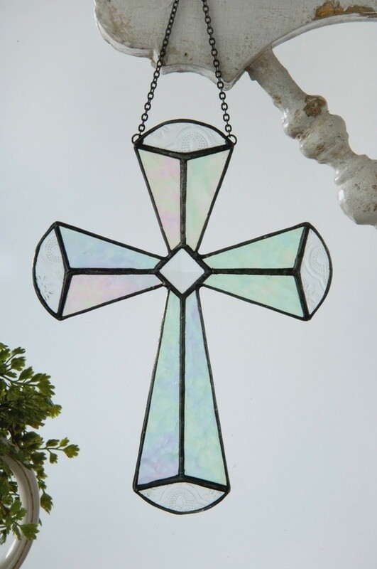 J Devlin Stained Glass Cross w/Suction Cup