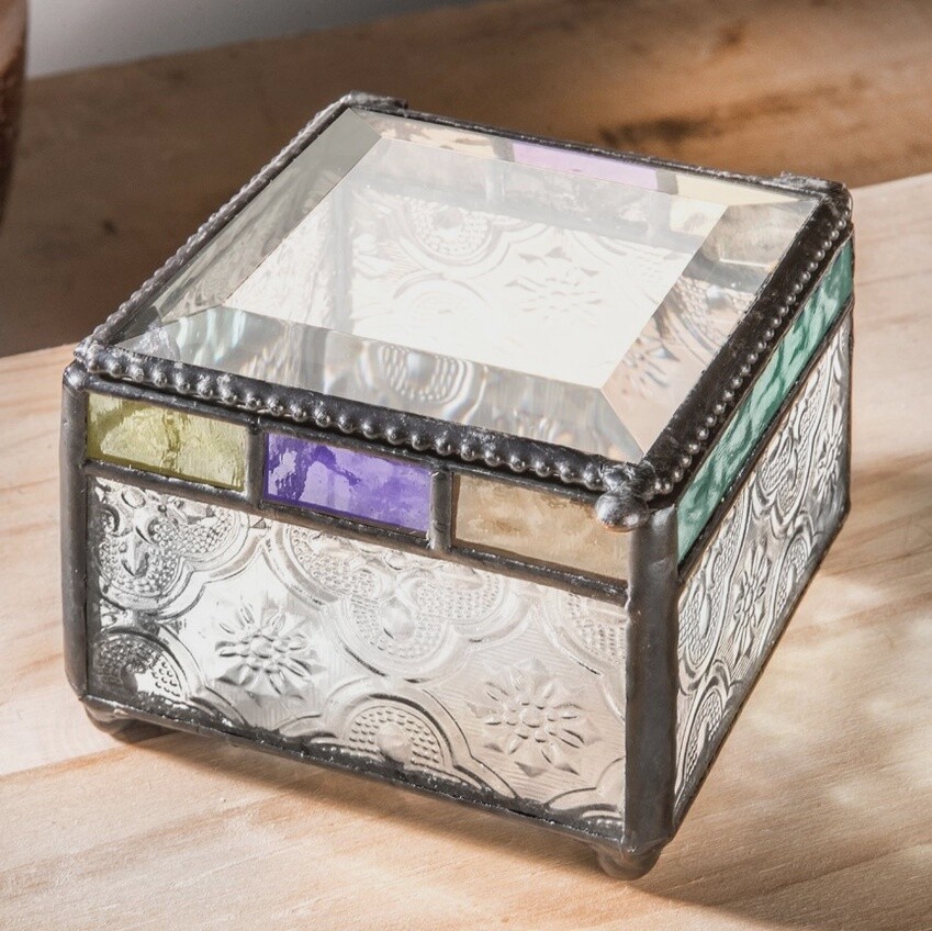 J. Devlin Colorful Stained Glass Decorative Jewelry Box Sm Square